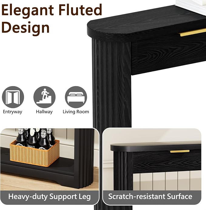 Black With 3 Drawers