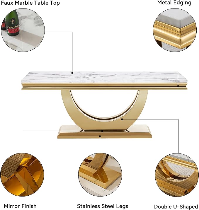White Golden Coffee Table