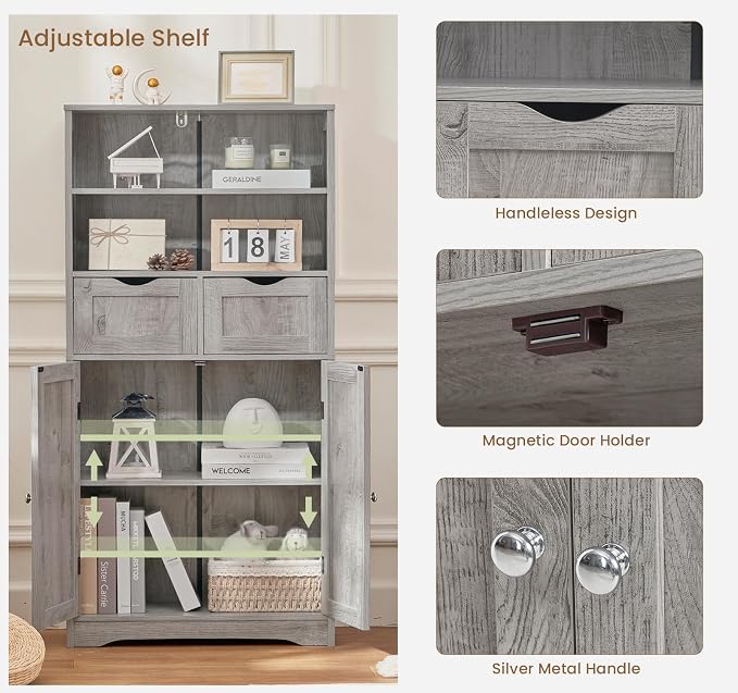 Grey, 2 Drawers