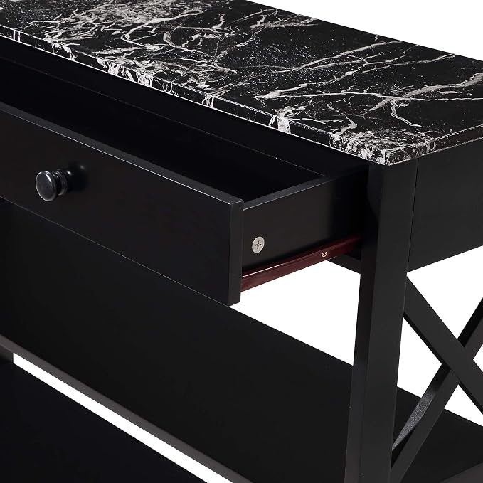 Black Faux Marble/Black