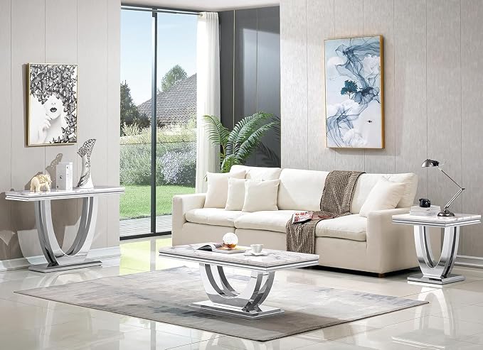 Console Table - White Silver