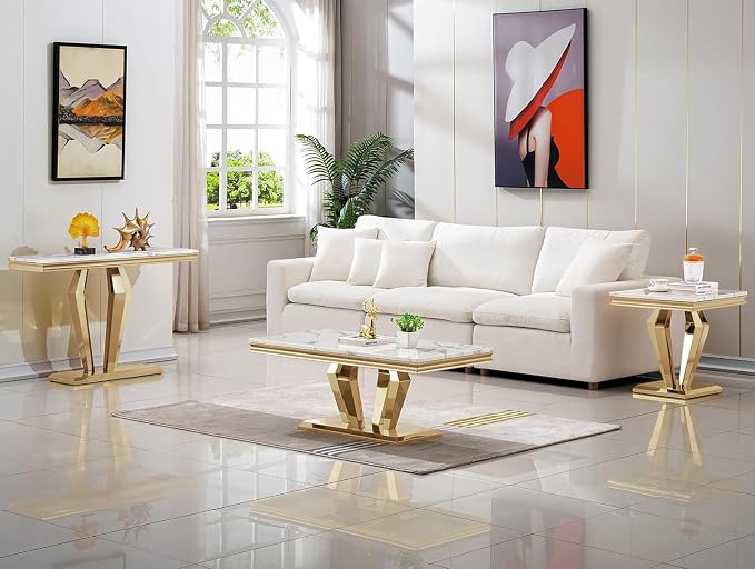 Console Table - White Gold Base