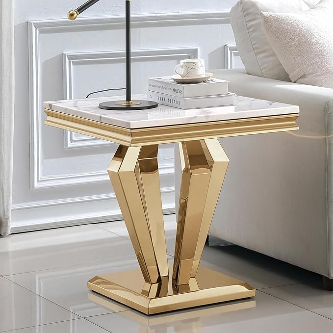 End Table - White Gold Base