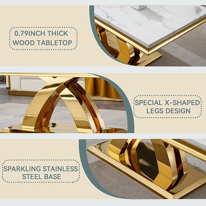 White&gold,coffee Table