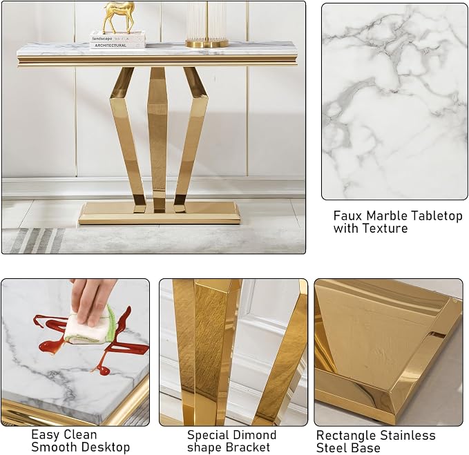 White&gold-console Table