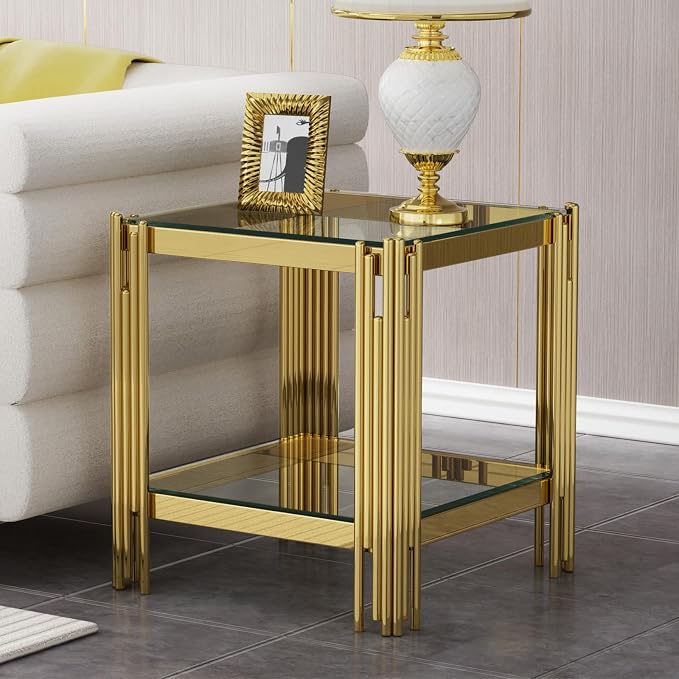 Gold & Clear End Table