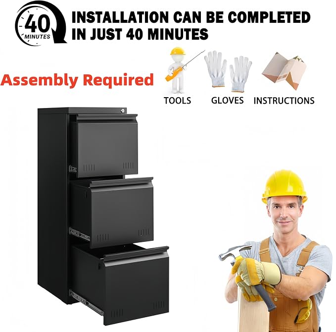 Matte-black 3-drawer Vertical