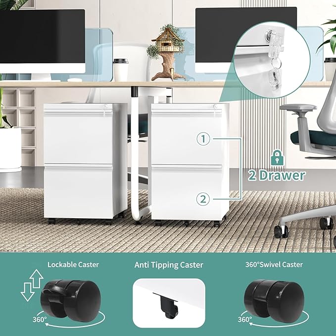 Matte-white 2-drawer Mobile