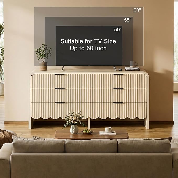 Beige-6 Drawer-dresser