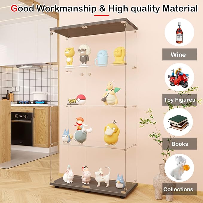 Black - 2 Doors & 4 Shelves(led)
