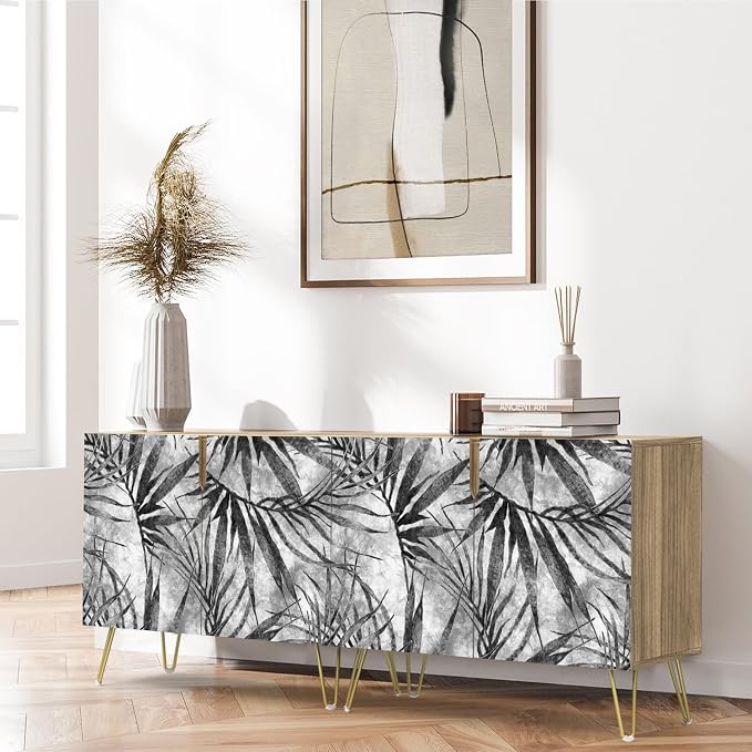 Black Tropical Palm Leaves Patterns