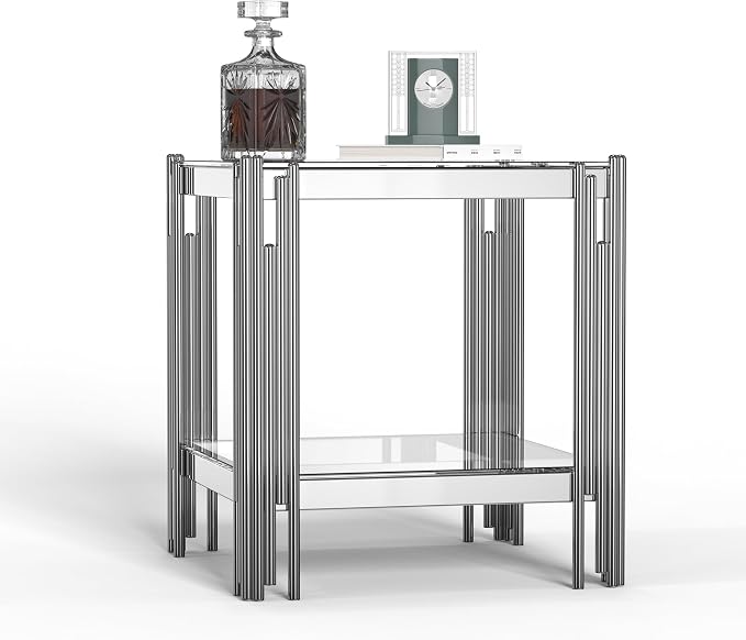 End Table-clear & Silver
