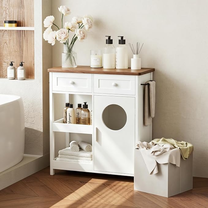 Laundry Hamper Cabinet-White