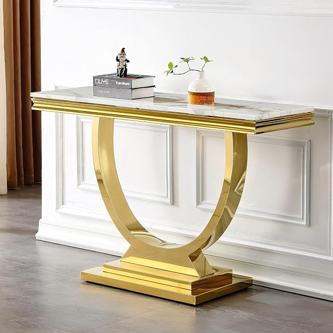 Console Table - White Gold Base