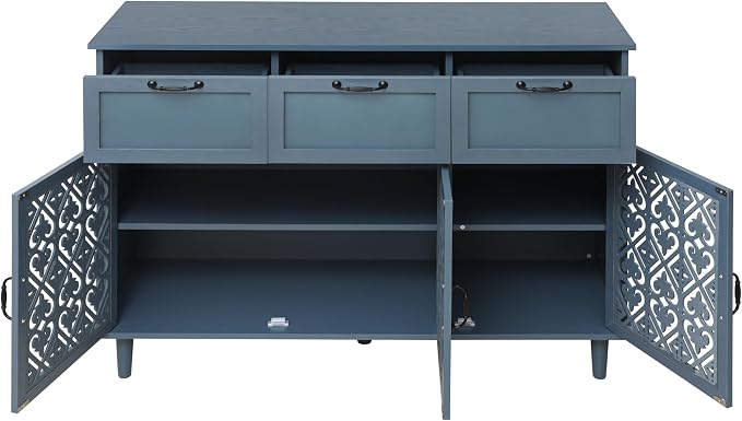 3 Door 3 Drawer Blue