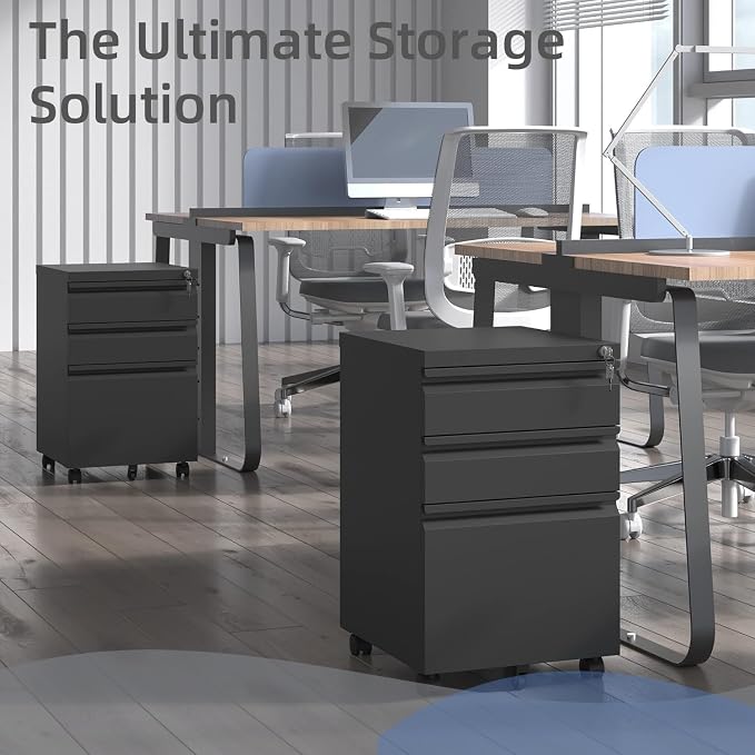 Matte-black 3-drawer Mobile