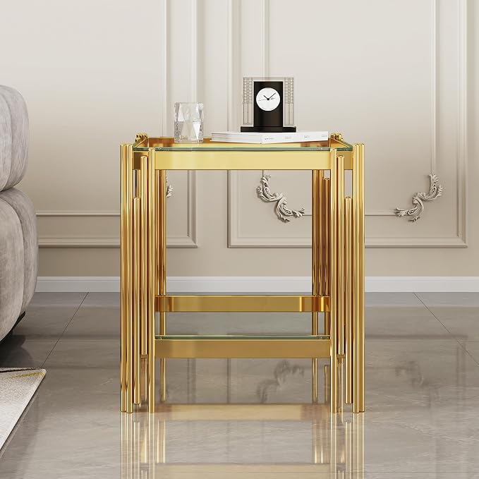 End Table-clear & Gold