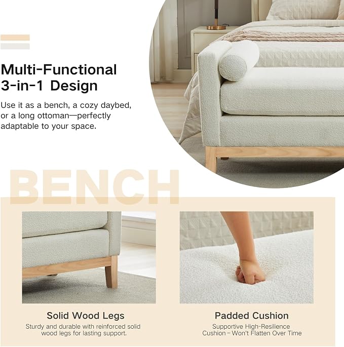 Ivory Boucle (Wood Legs)