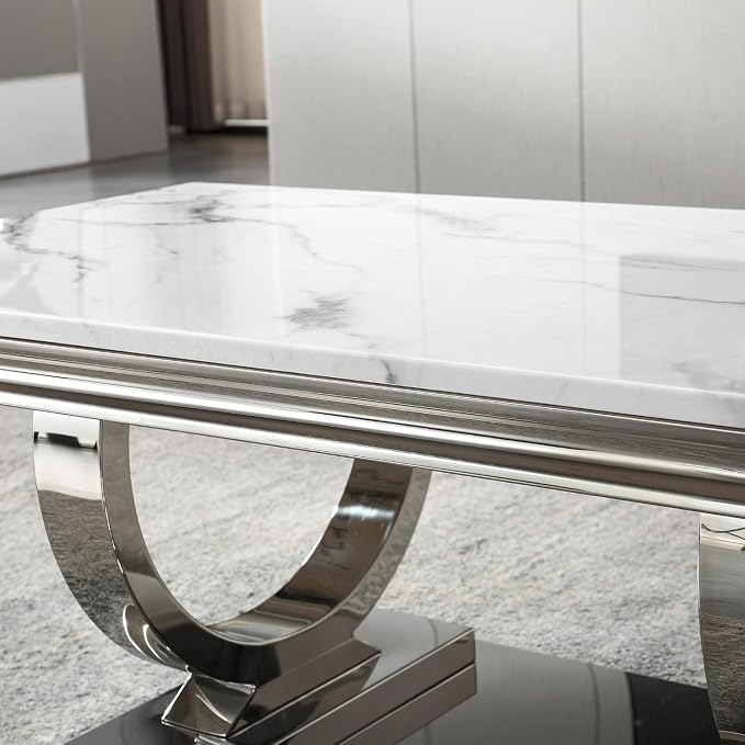 Coffee Table - White Silver Base