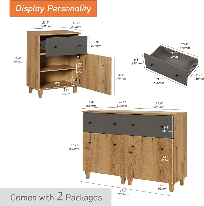 Oak Brown&dark Grey
