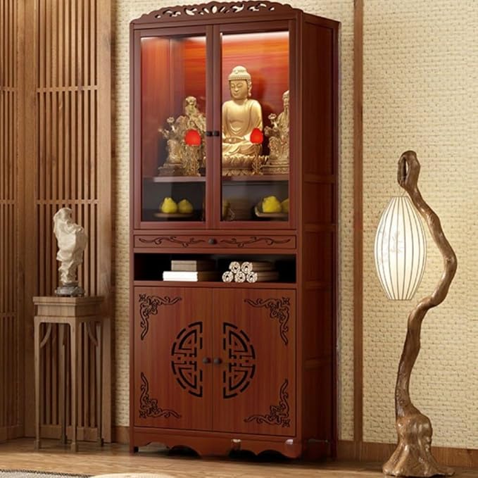 Rosewood Color, Single Drawer, Transparent Door