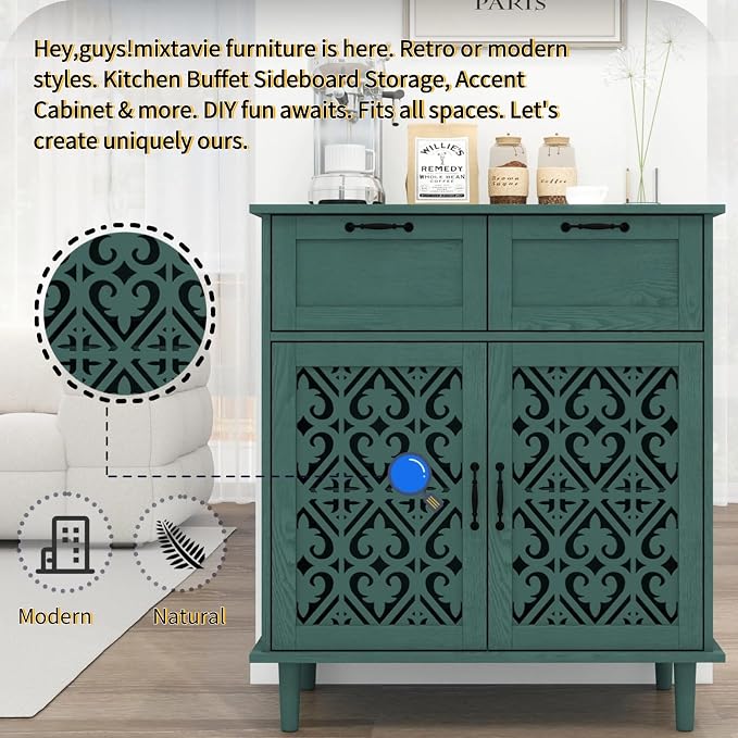 Green 2 Doors 2 Drawers
