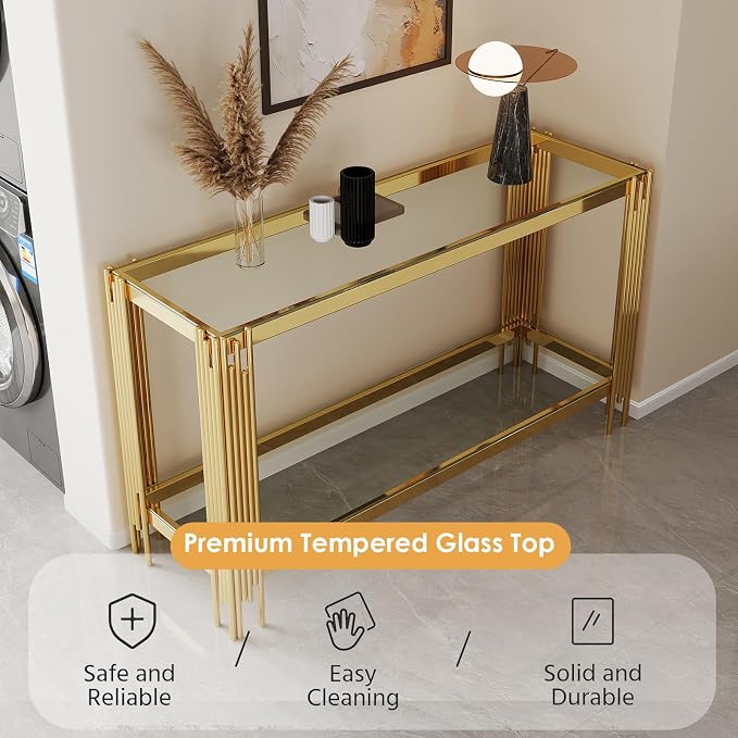 Console Table-clear & Gold