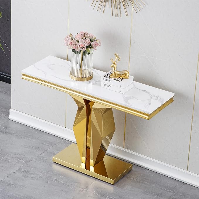 White Gold Console Table