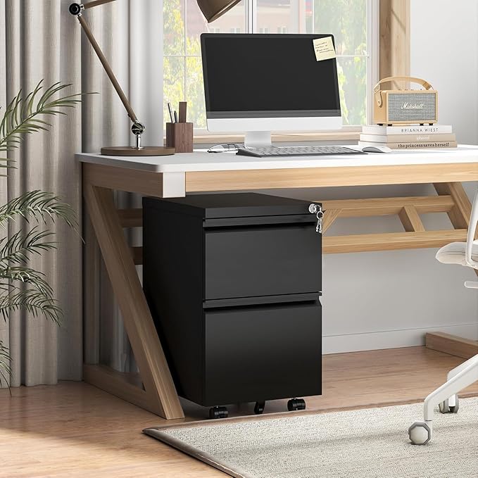 Matte-black 2-drawer Mobile