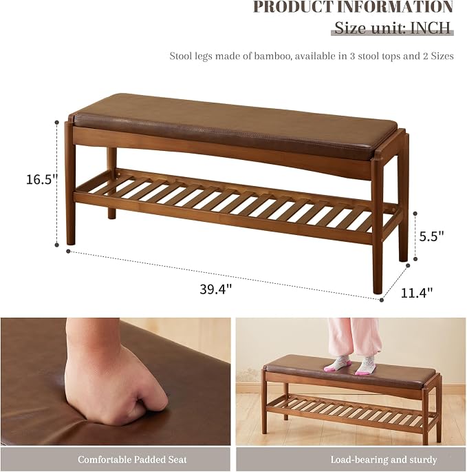 Walnut Bench Top+brown Frame