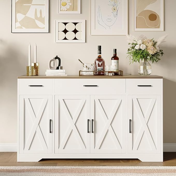 White Cabinet With Wood Tabletop