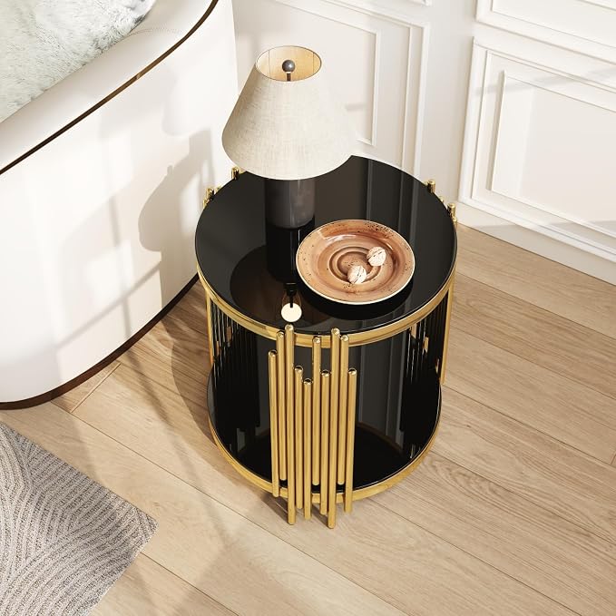 Round End Table(gold&black)