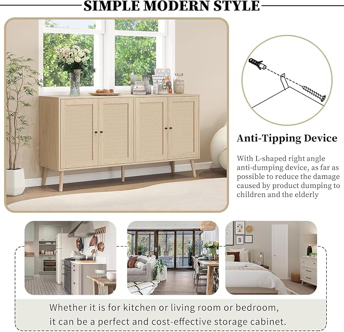 Natural - 4 Door Cabinet