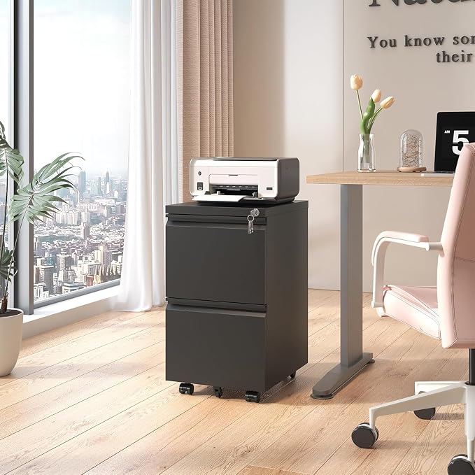 Matte-black 2-drawer Mobile