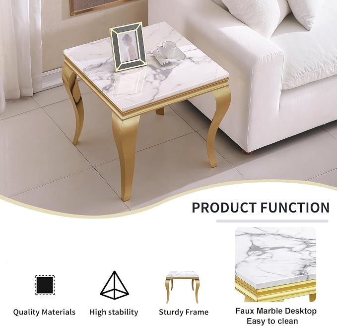End Table-gold White