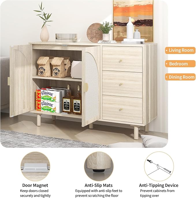 Wood Color-2 Door 3 Drawer