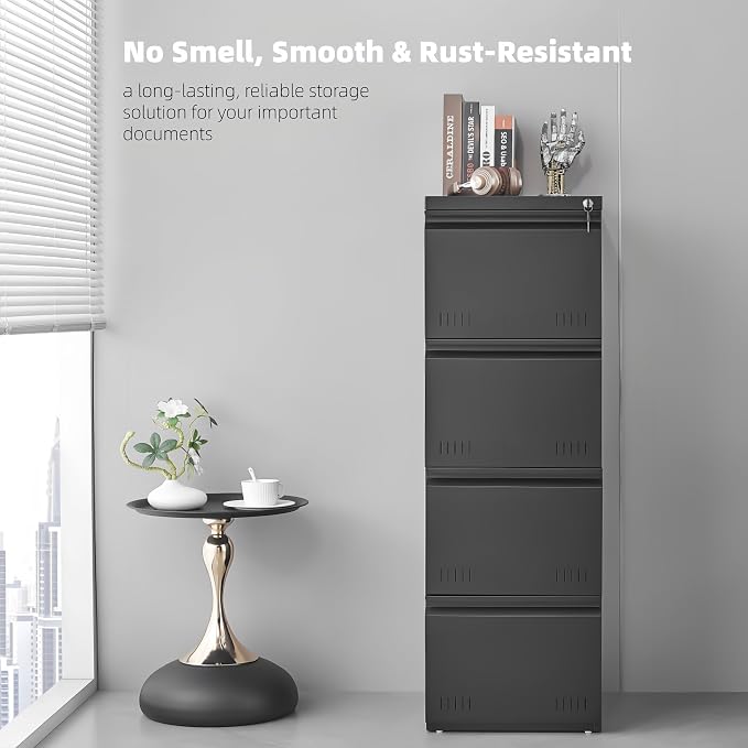 Matte-black 4-drawer Vertical