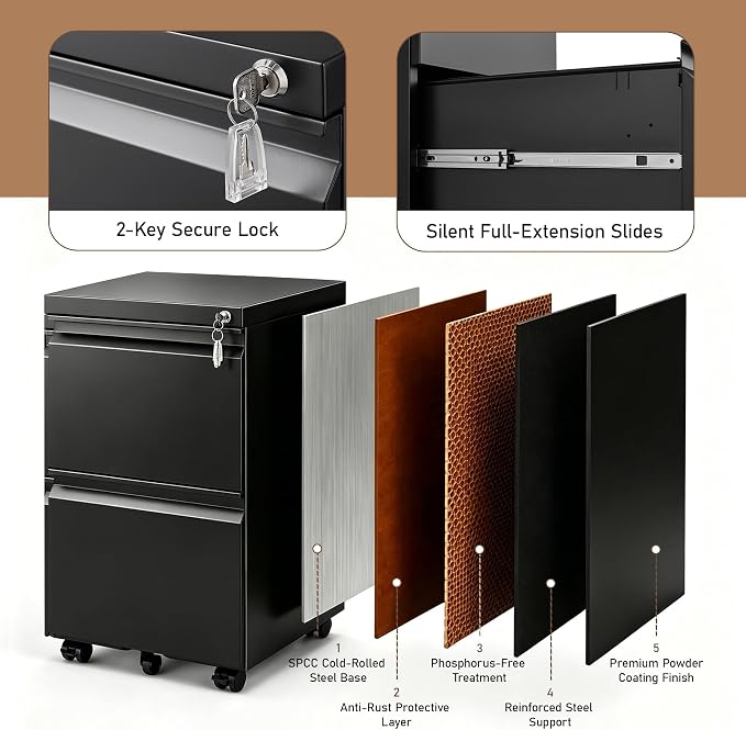 Matte-black 2-drawer Mobile