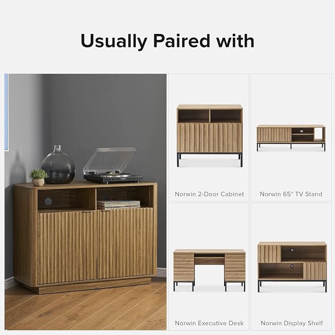 Walnut Corner Fluted Cabinet