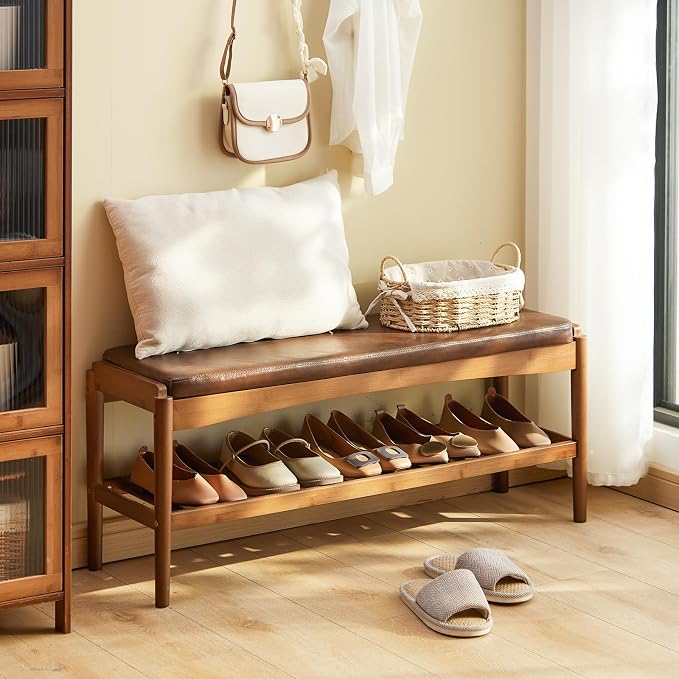 Walnut Bench Top+brown Frame