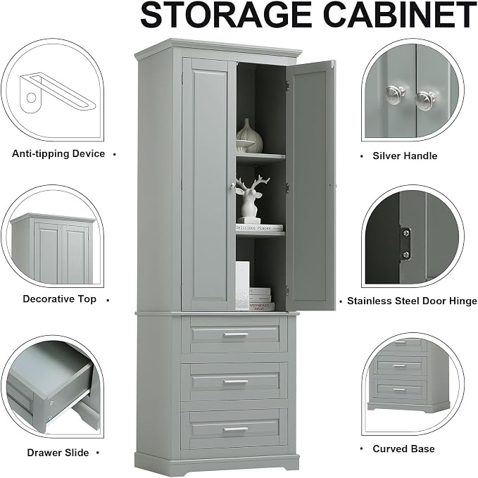 Grey 3 Drawers