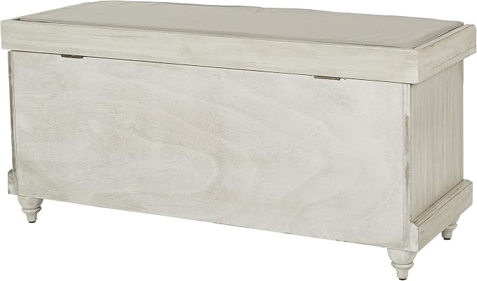 White Wash Finish With Off-white Fabric Cushion