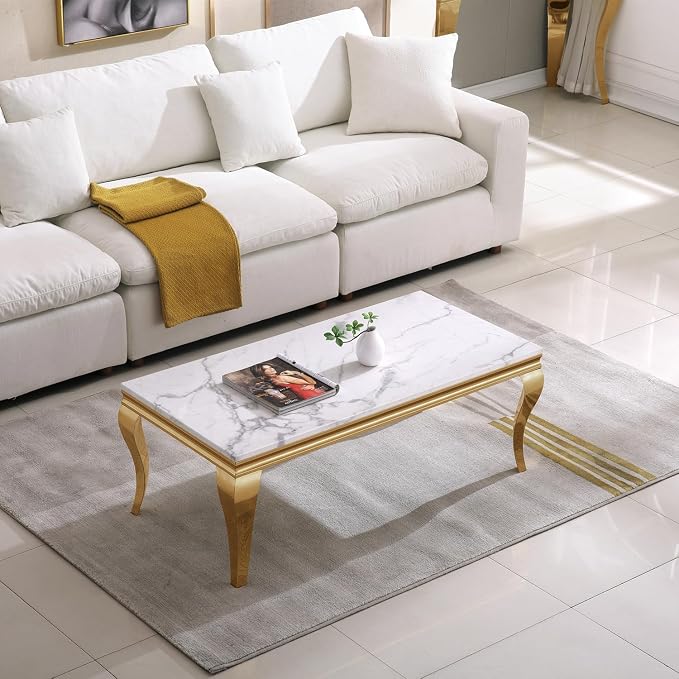Coffee Table - White Gold Base