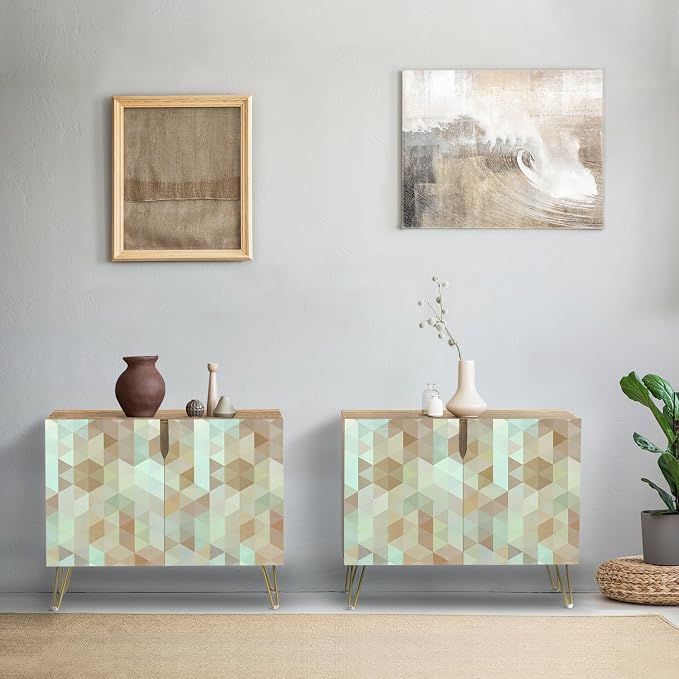 Teal & Brown Mid-century Polygons