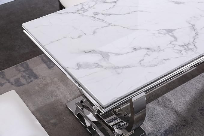 End Table - White Silver Base