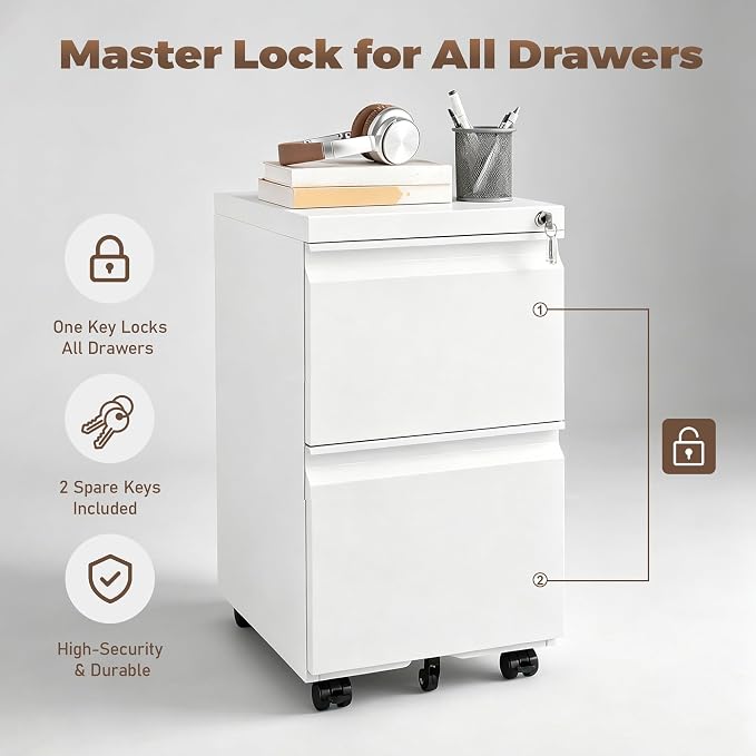 Matte-white 2-drawer Mobile