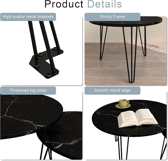 Black + Wood+metal + Round