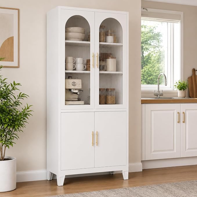 White-upper Glass & Lower Metal Doors