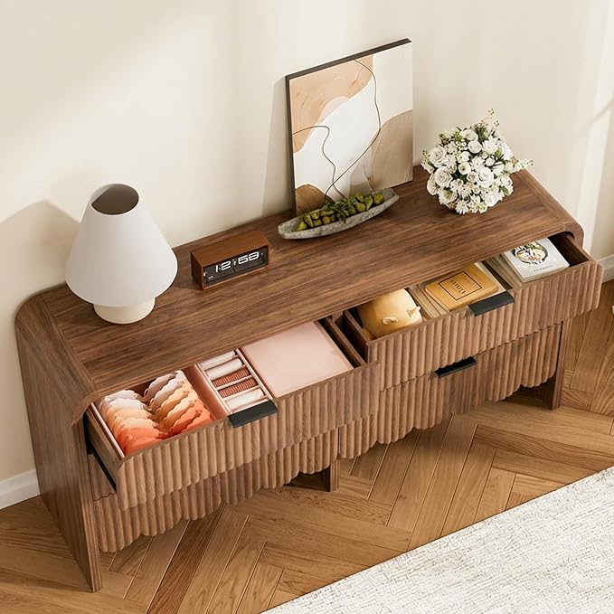 Walnut-6 Drawer-dresser