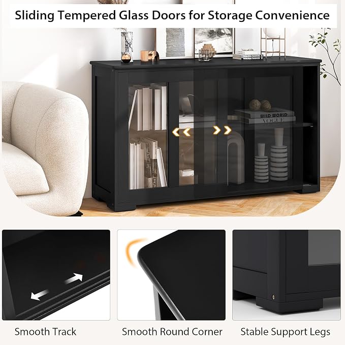 Black/Glass Sliding Door